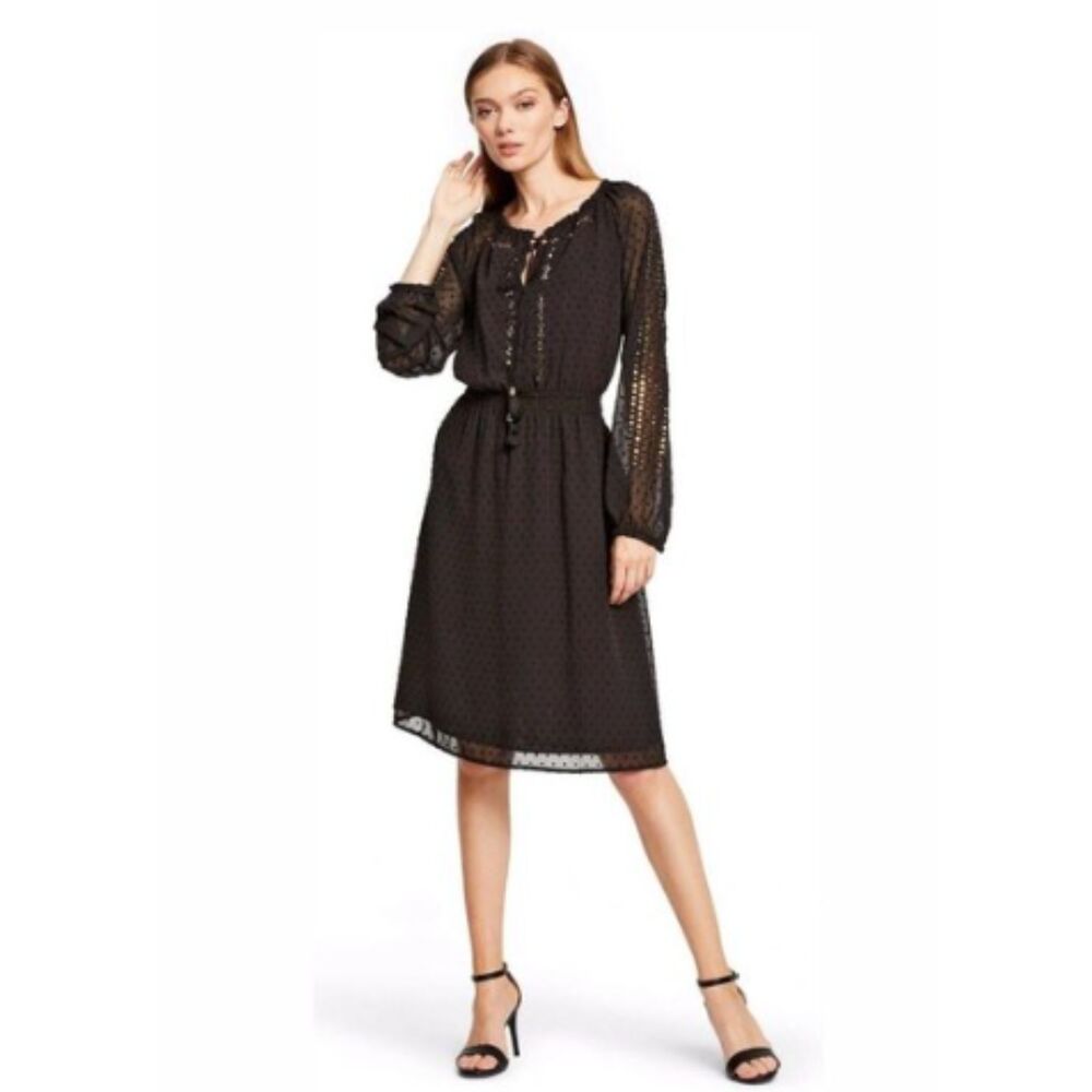Altuzarra for Target Black sheer sleeves dress, size medium. Gold sequins formal